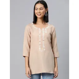 Cottinfab Beige Embroidered Tunic-picture-39