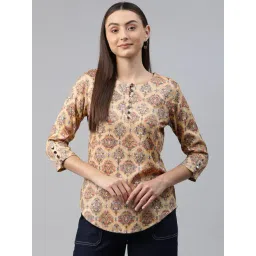 Cottinfab Beige Floral Print Top-picture-34