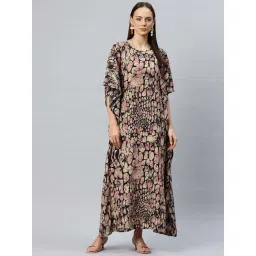 Cottinfab Beige Printed Night Gown-picture-28