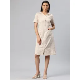 Cottinfab Beige Striped Shirt Dress-picture-42