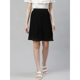 Cottinfab Black Above Knee Polyester Skirt-picture-30