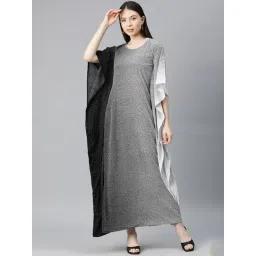 Cottinfab Black Abstract Kaftan A Line Dress-picture-37