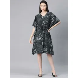 Cottinfab Black Abstract Kaftan Midi Dress-picture-28