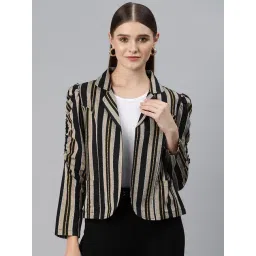 Cottinfab Black & Beige Cotton Striped Kantha Jacket-picture-16