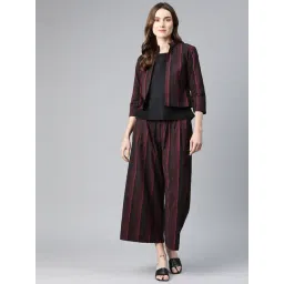 Cottinfab Black & Maroon Cotton Striped Co-Ord Set-picture-43