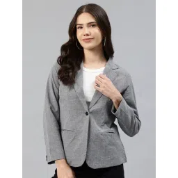 Cottinfab Black & White Cotton Checked Regular Fit Blazer-picture-41