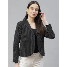 Cottinfab Black & White Cotton Striped Blazer-picture-39