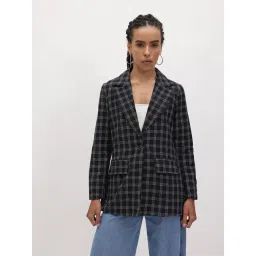 Cottinfab Black Cotton Checked Blazer-picture-27