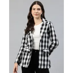 Cottinfab Black Cotton Checked Regular Fit Blazer-picture-18