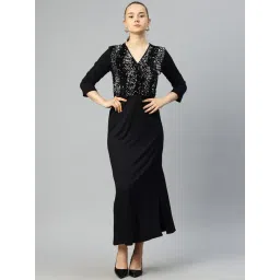Cottinfab Black Cotton Embellished Maxi Dress-picture-10