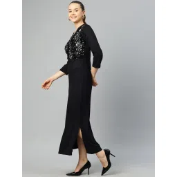 Cottinfab Black Cotton Embellished Maxi Dress image 3