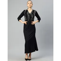 Cottinfab Black Cotton Embellished Maxi Dress image 1