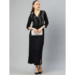 Cottinfab Black Cotton Embellished Maxi Dress image 4