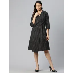 Cottinfab Black Cotton Printed Wrap Dress-picture-33