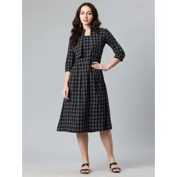 Cottinfab Black Cotton Regular Fit Checks Dress-picture-29