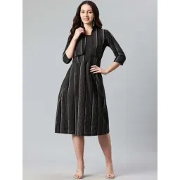 Cottinfab Black Cotton Regular Fit Striped Dress-picture-35