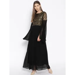 Cottinfab Black Sequinned Maxi Dress-picture-28