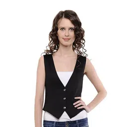 Cottinfab Black Viscose Rayon Regular Fit Waistcoat-picture-19