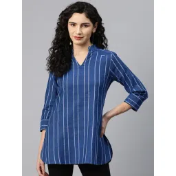 Cottinfab Blue & White Cotton Striped Top-picture-24