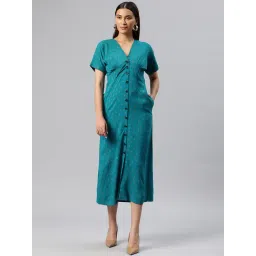 Cottinfab Blue Printed A Line Dress-picture-43