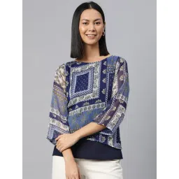 Cottinfab Blue Printed Top-picture-45