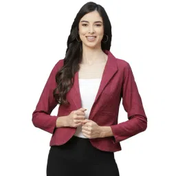Cottinfab Burgundy Cotton Regular Fit Blazer-picture-44