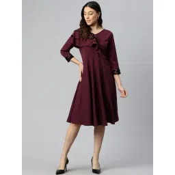 Cottinfab Burgundy Embellished A Line Dress-picture-45