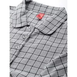 Cottinfab Checked Puff Sleeve Shirt Midi Dress image 4