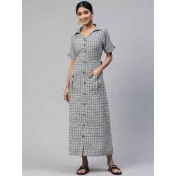 Cottinfab Checked Shirt Cotton Maxi Dress-picture-12