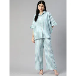 Cottinfab Green & White Cotton Striped Co-Ord Set-picture-39