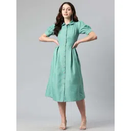 Cottinfab Green Cotton Regular Fit Dress-picture-37