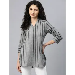 Cottinfab Grey & Black Cotton Striped Top-picture-34