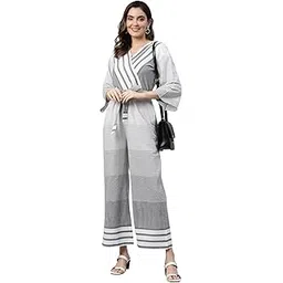 cottinfab Grey and White Striped basic Jumpsuit-picture-37