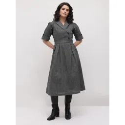 Cottinfab Grey Cotton Fit & Flare Regular Fit Blazer Dress-picture-23