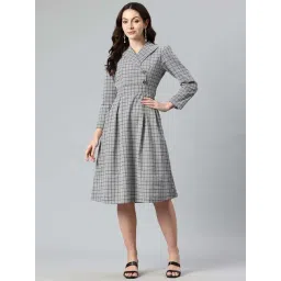 Cottinfab Grey Cotton Regular Fit Checks Dress-picture-18