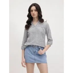 Cottinfab Grey Cotton Striped Regular Fit Top-picture-30