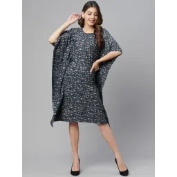 Cottinfab Grey Printed A-Line Kaftan Crepe Dress-picture-36