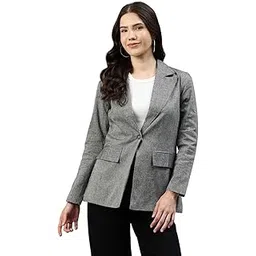 cottinfab Grey Solid Single-Breasted Cotton Blazer-picture-27