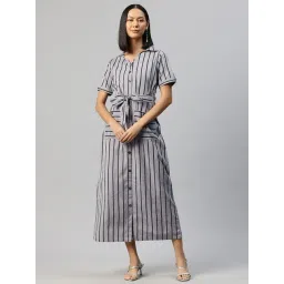 Cottinfab Grey Stripes Shirt Dress-picture-14