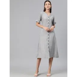 Cottinfab Light Grey Rayon & Viscose Regular Fit Shirt Dress-picture-20