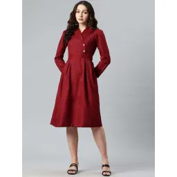 Cottinfab Maroon Cotton Regular Fit Dress-picture-29