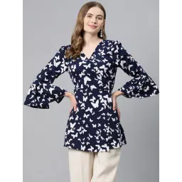 Cottinfab Navy Printed Longline Top-picture-39