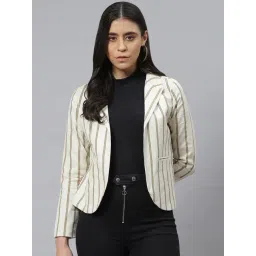 Cottinfab Off White & Olive Cotton Striped Blazer-picture-39