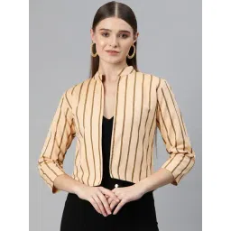 Cottinfab Off White Cotton Striped Jacket-picture-31