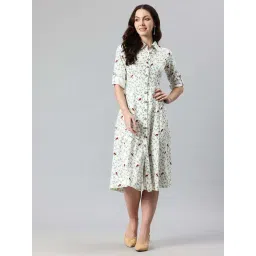 Cottinfab Off White Regular Fit Printed Dress-picture-33