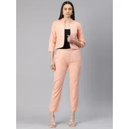 Cottinfab Peach & White Cotton Stripes Co-Ord Set-picture-44