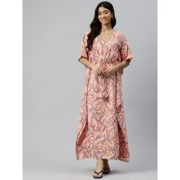 Cottinfab Peach Printed Kaftan Maxi Dress-picture-10