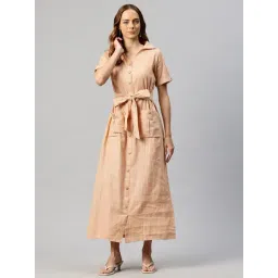 Cottinfab Peach Stripes Shirt Dress-picture-29