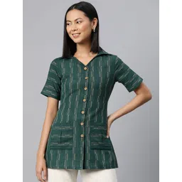 Cottinfab Print Cotton Shirt Style Longline Top-picture-10