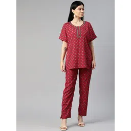 Cottinfab Red Printed Co-Ord Set-picture-26